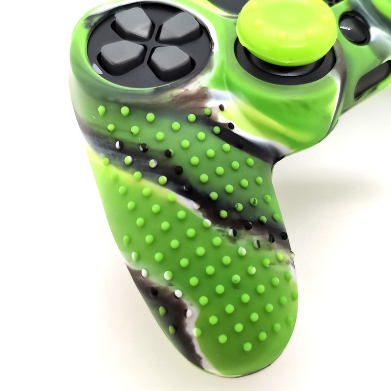 Asokex Silicone Skin Cover for Ps4 Controller (1pc Anti-Slip Case, 1 Pair L2 R2 Trigger Extender, 4pcs Thumb Grips,4pcs LED Light Bar Decal) Protector for DualShock PS4/ Slim/Pro Controller (Green granular) - Image 4